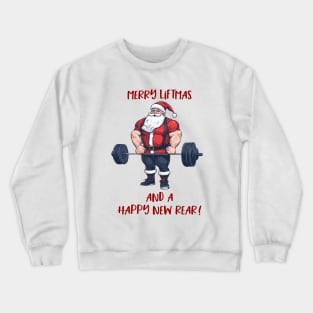 Funny Fitness Christmas Liftmas Barbell Santa Pun Crewneck Sweatshirt